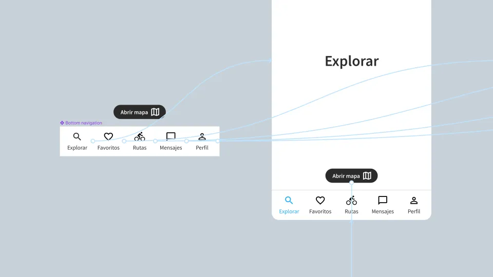 prototipo de figma con menu de navegación