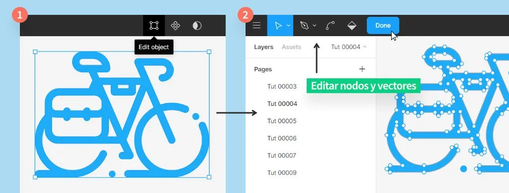 editar nodos y vectores