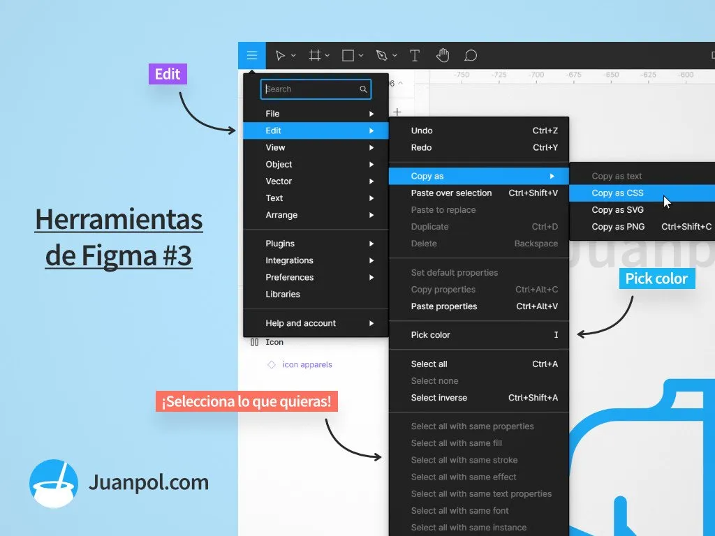 menu edit herramientas figma