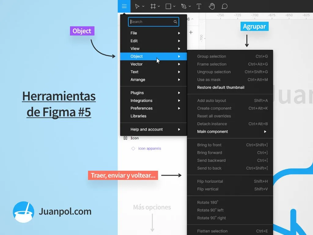 menu object herramientas figma