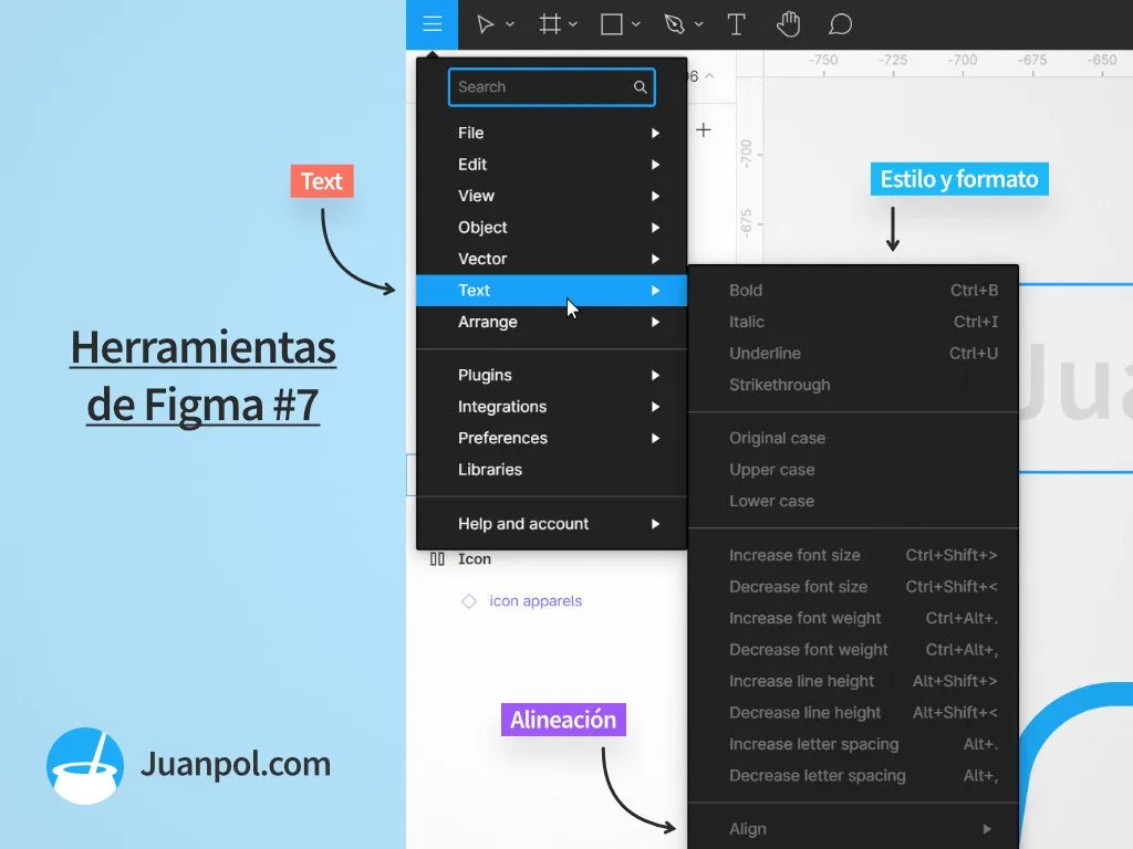 menu text herramientas figma