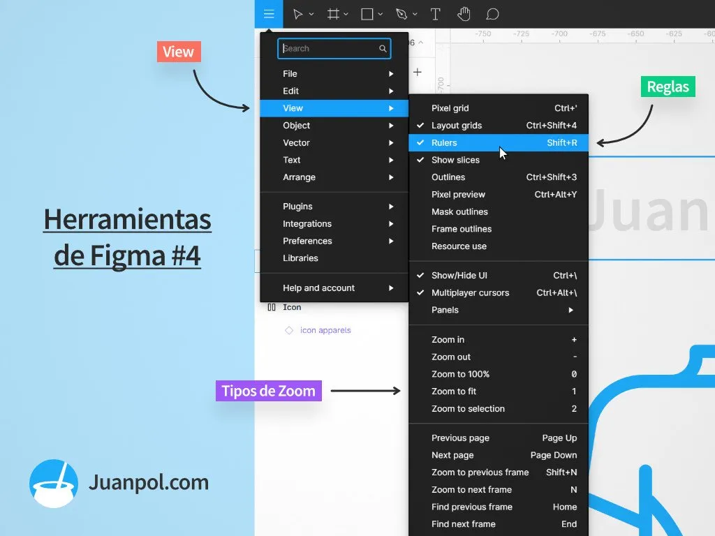 menu view herramientas figma