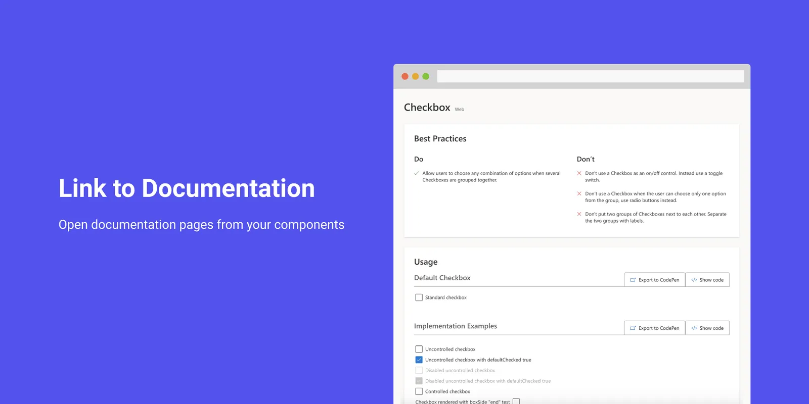 link to documentation