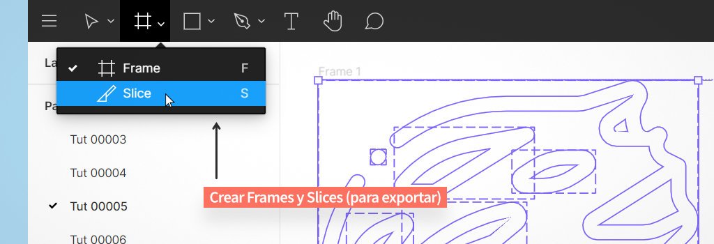 crear frames y slices para exportar