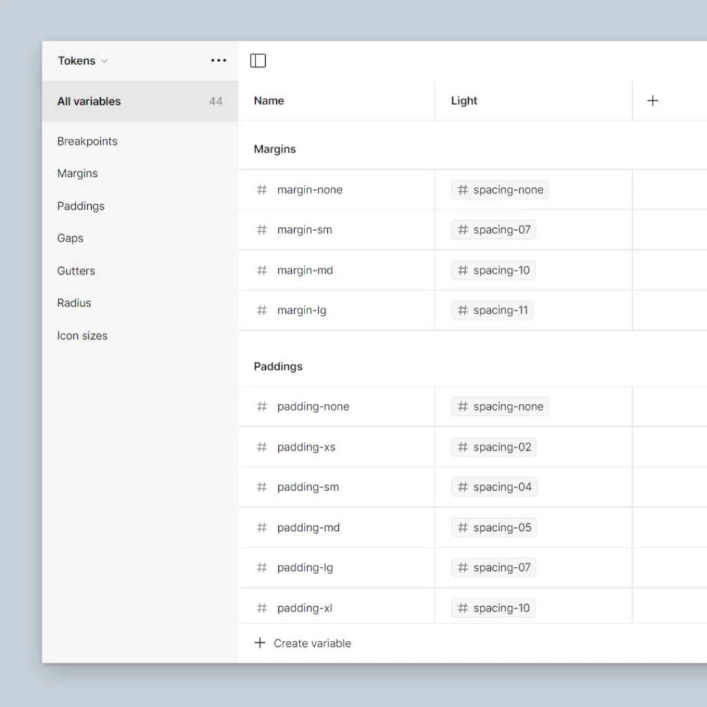 tokens del sistema de diseño ux fomo