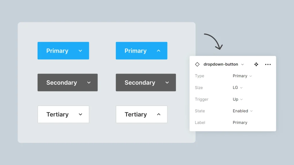 botón desplegable para tus diseños y prototipos.