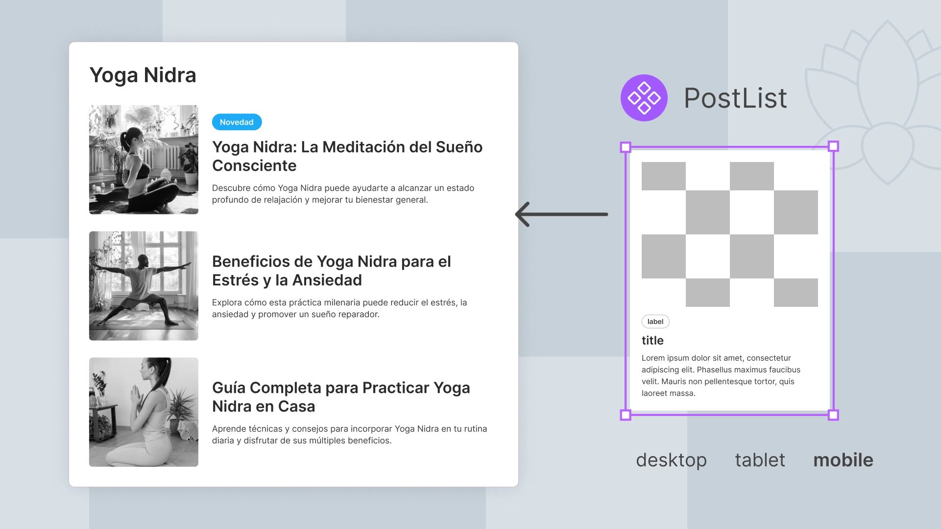 pattern con lista de posts para diseñar en figma